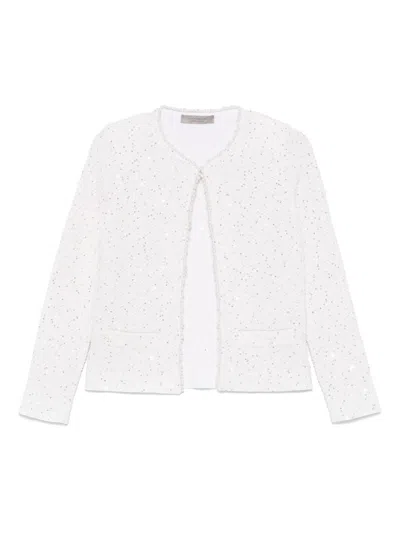 D Exterior White Cotton Blended Jacket In Beige