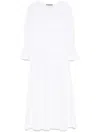 D Exterior Dexterior Long Flowing Dress With Textured Patterns In White