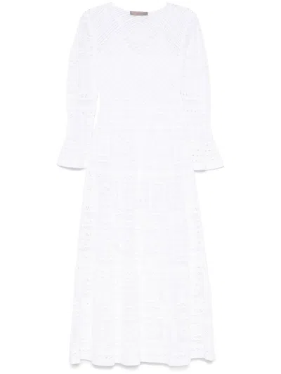D Exterior White Cotton Long Dress