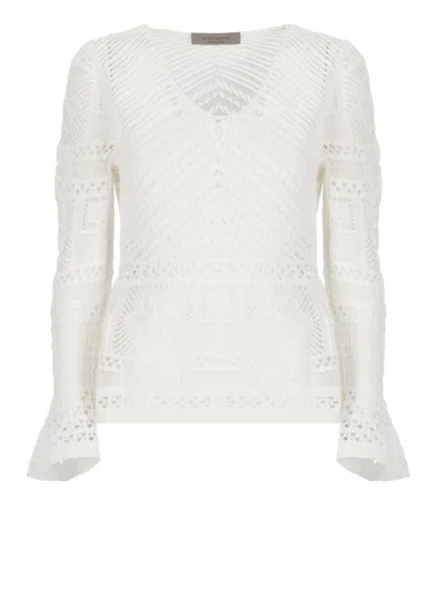 D Exterior D. Exterior White Cotton Sweater