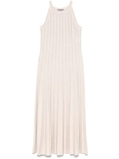 D Exterior White Long Dress Sleeveless Lurex-effect