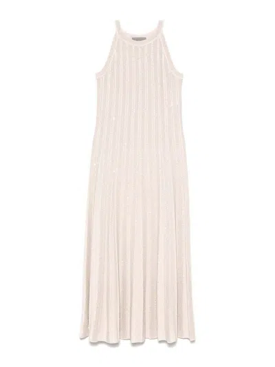 D Exterior White Long Dress Sleeveless Lurex-effect