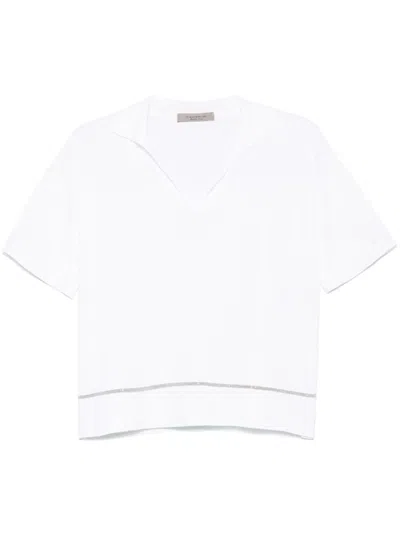 D Exterior Polo Bianca Con Piccoli Spacchi Laterali In Bianco