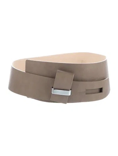 Pre-owned D Exterior Wide Leather Waist Belt In Brown