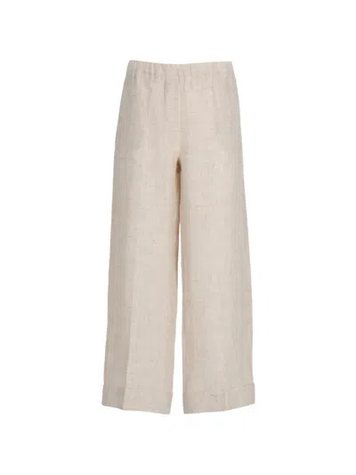 D Exterior Wide-leg Turn-up Trousers In Neutral