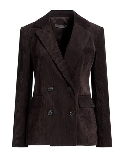 D Exterior D. Exterior Woman Blazer Dark Brown Size 6 Polyester, Polyamide, Elastane
