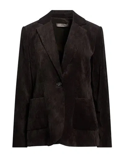 D Exterior D. Exterior Woman Blazer Dark Brown Size 8 Polyester, Polyamide, Elastane