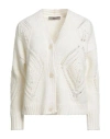 D Exterior D. Exterior Woman Cardigan Cream Size S Polyester, Alpaca Wool, Polyamide, Merino Wool In White
