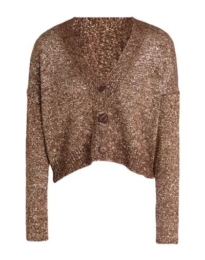 D Exterior D. Exterior Woman Cardigan Light Brown Size L Polyamide, Polyester, Alpaca Wool, Wool