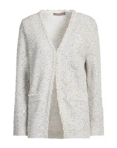 D Exterior D. Exterior Woman Cardigan Light Grey Size Xl Cotton, Polyamide, Viscose, Polyester, Elastane In Gray