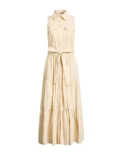 D Exterior D. Exterior Woman Maxi Dress Beige Size 10 Cotton, Polyamide, Elastane In Neutral