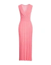 D Exterior D. Exterior Woman Maxi Dress Coral Size Xs Viscose, Polyamide, Polyester In Pink
