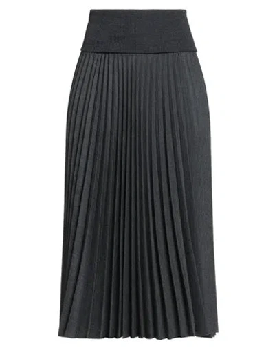 D Exterior D. Exterior Woman Maxi Skirt Charcoal Size 8 Virgin Wool, Polyester, Merino Wool In Black