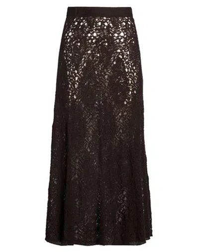 D Exterior D. Exterior Woman Maxi Skirt Dark Brown Size S Wool, Alpaca Wool, Polyamide