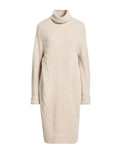 D Exterior D. Exterior Woman Midi Dress Beige Size Xl Virgin Wool, Silk, Viscose, Polyamide, Cashmere In Brown