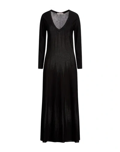 D Exterior D. Exterior Woman Midi Dress Black Size L Polyester, Wool, Polyamide, Metallic Polyester