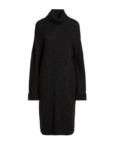 D Exterior D. Exterior Woman Midi Dress Black Size L Virgin Wool, Silk, Viscose, Polyamide, Cashmere