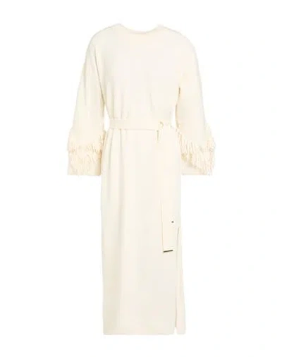 D Exterior D. Exterior Woman Midi Dress Cream Size S Virgin Wool, Polyester, Polyamide