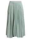 D Exterior Pleated Satin Midi Skirt In Green