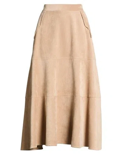 D Exterior D. Exterior Woman Midi Skirt Sand Size 10 Polyester, Polyamide, Elastane In Brown
