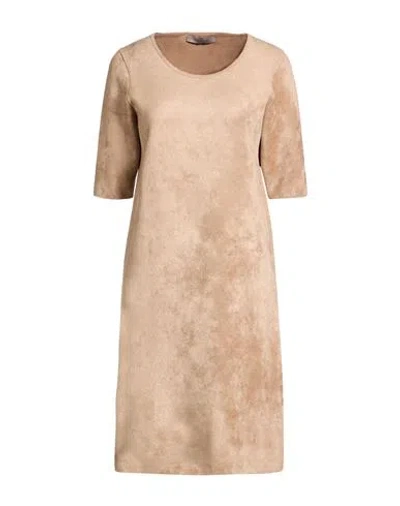 D Exterior D. Exterior Woman Mini Dress Sand Size Xl Polyamide, Viscose, Merino Wool, Polyester, Elastane In Gold