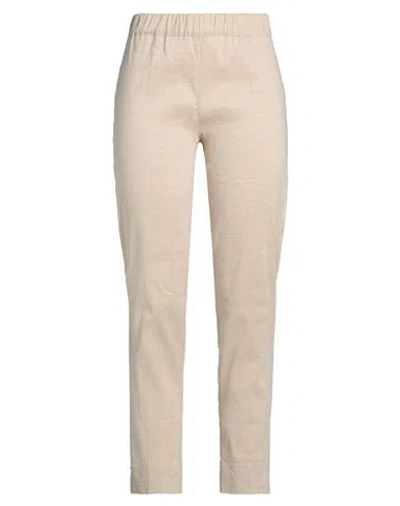 D Exterior D. Exterior Woman Pants Beige Size 10 Linen, Elastane In Brown
