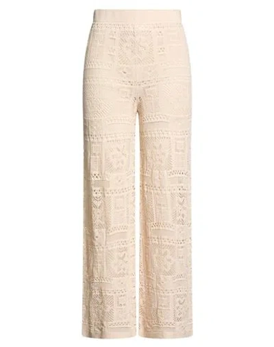 D Exterior D. Exterior Woman Pants Beige Size L Cotton, Polyamide, Viscose, Polyester In Pink