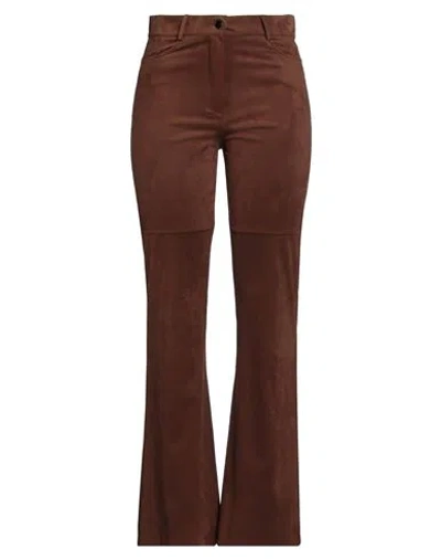 D Exterior D. Exterior Woman Pants Brown Size 6 Polyester, Elastane In Multi