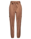 D-exterior D. Exterior Woman Pants Camel Size 10 Polyester, Elastane In Beige