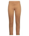 D-exterior D. Exterior Woman Pants Camel Size 4 Cotton, Elastane In Beige