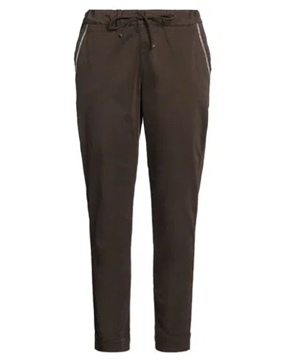 D Exterior D. Exterior Woman Pants Dark Brown Size 10 Cotton, Elastane