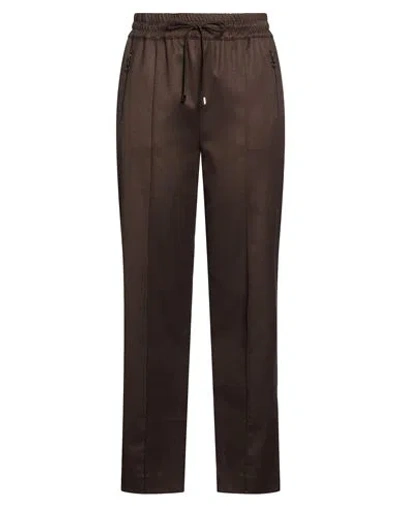 D Exterior D. Exterior Woman Pants Dark Brown Size 6 Polyester, Viscose, Wool, Polyamide, Elastane In Multi
