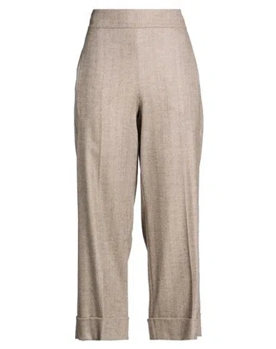 D Exterior D. Exterior Woman Pants Light Brown Size 8 Viscose, Wool, Polyester, Elastane