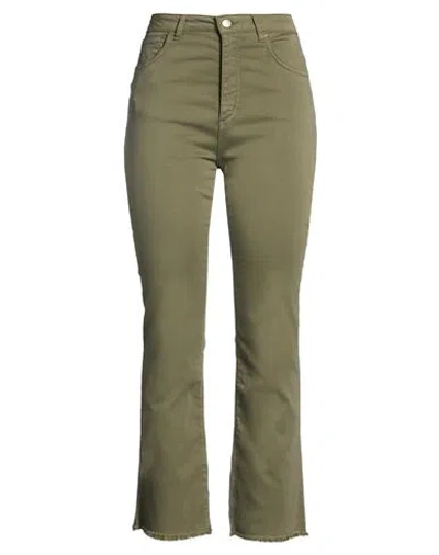 D Exterior D. Exterior Woman Pants Military Green Size 8 Cotton, Elastane