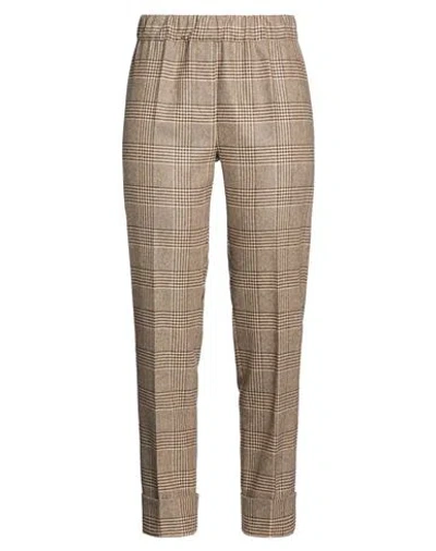 D Exterior D. Exterior Woman Pants Sand Size 2 Wool, Viscose, Polyamide, Silk, Elastane In Brown