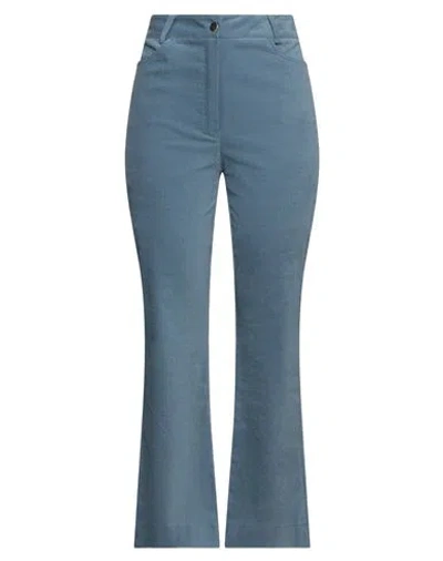 D-exterior D. Exterior Woman Pants Slate Blue Size 8 Cotton, Viscose, Elastane