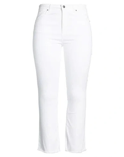 D Exterior D. Exterior Woman Pants White Size 12 Cotton, Elastane