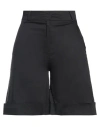 D-exterior D. Exterior Woman Shorts & Bermuda Shorts Black Size 2 Linen, Elastane In Black