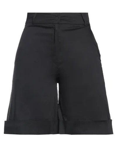 D-exterior D. Exterior Woman Shorts & Bermuda Shorts Black Size 2 Linen, Elastane