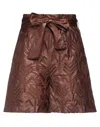 D Exterior D. Exterior Woman Shorts & Bermuda Shorts Dark Brown Size 6 Polyester, Polyurethane In Brown