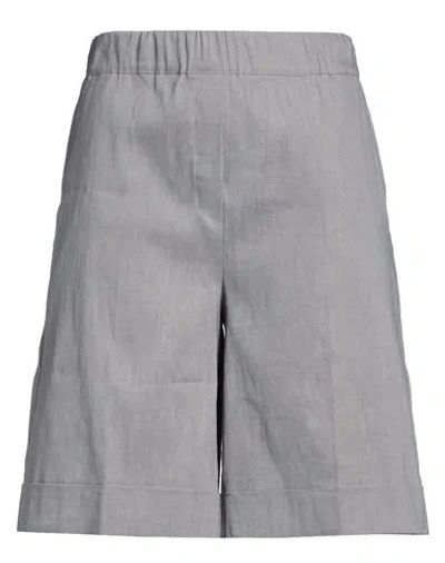 D Exterior D. Exterior Woman Shorts & Bermuda Shorts Grey Size 12 Linen, Elastane In Gray
