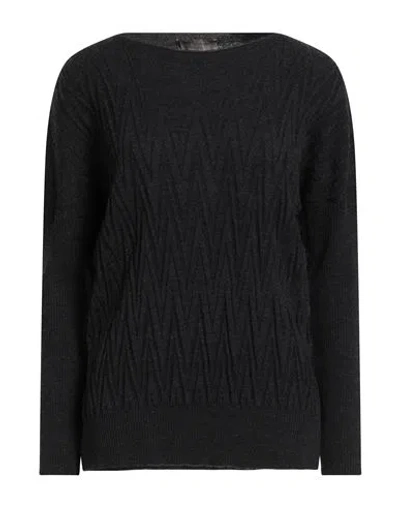 D Exterior D. Exterior Woman Sweater Charcoal Size Xl Merino Wool In Black