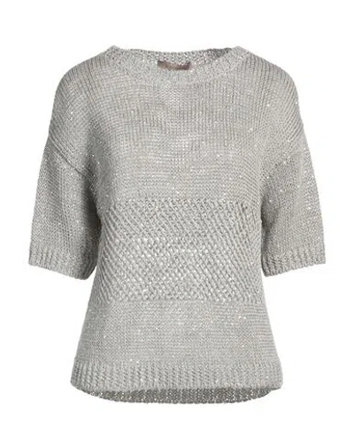 D Exterior D. Exterior Woman Sweater Grey Size M Linen, Polyester, Polyamide In Gray