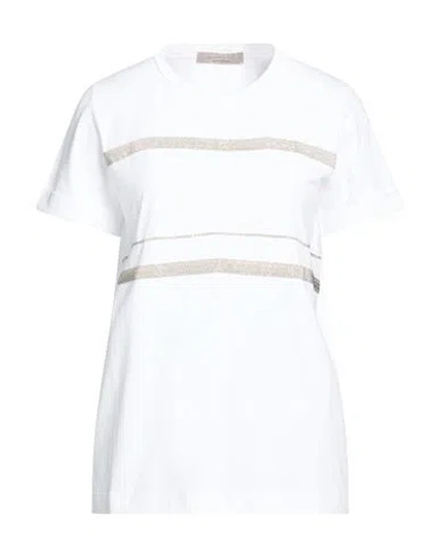 D Exterior D. Exterior Woman T-shirt White Size L Cotton, Elastane