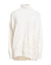 D Exterior Cashmere And Wool Sweater With Embroidery In White