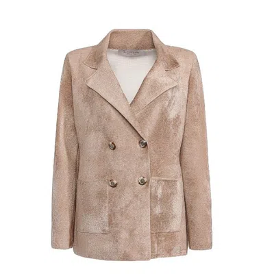 D Exterior Women's Jackets D.exterior - Velvet Knit Doublep Jacket - Multicolor In Brown