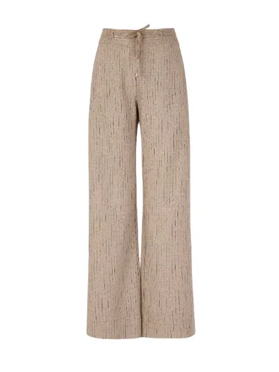D Exterior Women's Pants D.exterior - Gessato Soft Pant Coulise Wide - White In Neutral