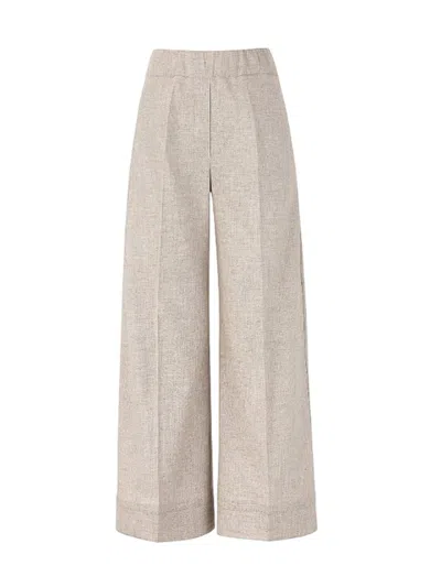 D Exterior Women's Pants D.exterior - Soft Flannel Short Wide Pant - White In Gray
