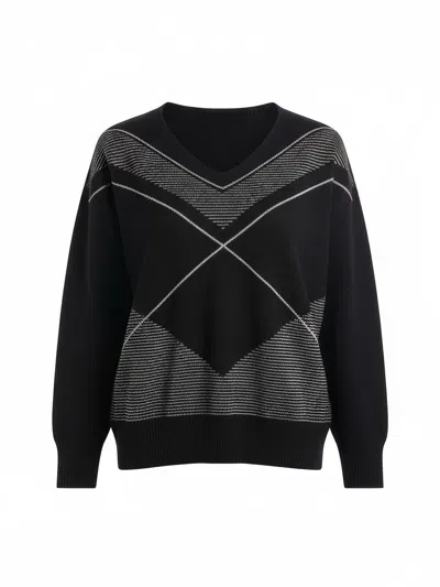 D Exterior Women's T-shirts D.exterior - Inlay Lux Neckline V - Black