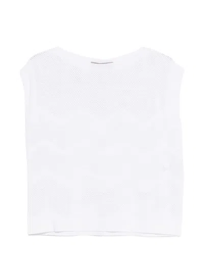 D Exterior White Crew Neck Knitted Sweater